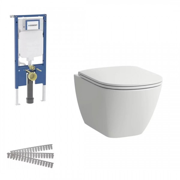 Laufen Lua Advanced miska WC wisząca Silent Flush z deską wolnoopadającą biała + stelaż podtynkowy Geberit Duofix Slim 79432