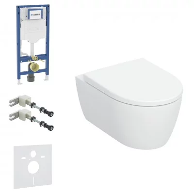 Geberit iCon miska WC wisząca TurboFlush z deską wolnoopadającą biała KeraTect + stelaż podtynkowy Duofix 79437