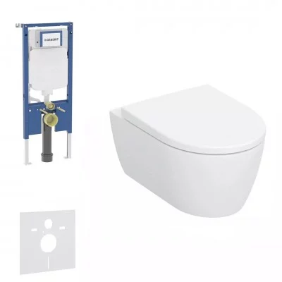 Geberit iCon miska WC wisząca TurboFlush z deską wolnoopadającą biała KeraTect + stelaż podtynkowy Duofix Slim 79439