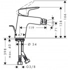 Hansgrohe Logis bateria bidetowa mała