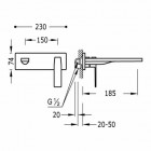 Tres Slim Tres bateria umywalkowa podtynkowa wylewka 185 mm