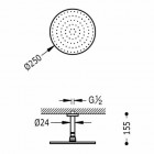 Tres deszczownica okrągła 250 mm z ramieniem sufitowym