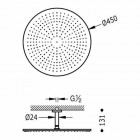 Tres deszczownica okrągła 450 mm z ramieniem sufitowym