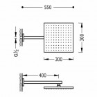 Tres deszczownica 300 x 300 mm z ramieniem ściennym 134433