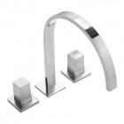 Tres Cuadro Tres bateria umywalkowa dwuuchwytowa nablatowa wylewka rurowa 35x15 mm