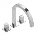 Tres Cuadro Tres bateria umywalkowa dwuuchwytowa nablatowa wylewka rurowa 22x22 mm