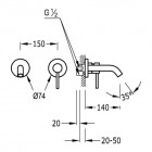 Tres Study Tres bateria umywalkowa podtynkowa wylewka 130 mm 26220080