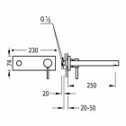 Tres Alplus bateria umywalkowa podtynkowa wylewka 250 mm perlator