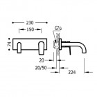 Tres Project Tres bateria umywalkowa podtynkowa wylewka 224 mm 21120002