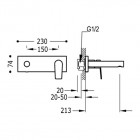 Tres Project Tres bateria umywalkowa podtynkowa wylewka 213 mm 21120202