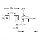 Tres Project Tres bateria umywalkowa podtynkowa wylewka 163 mm 21120281