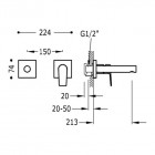 Tres Project Tres bateria umywalkowa podtynkowa wylewka 213 mm 21120282