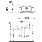 Duravit D-Code umywalka 50x22 cm prawa
