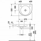 Duravit Architec umywalka 575x520 mm bez przelewu otwór na baterię z prawej strony