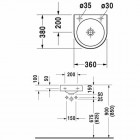 Duravit Architec umywalka mała 360x380 mm otwór na baterię z prawej strony