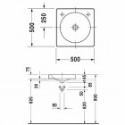 Duravit Architec umywalka nablatowa 500x500 mm otwór na baterię z prawej strony