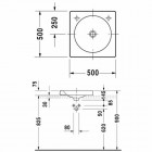 Duravit Architec umywalka nablatowa 500x500 mm otwór na baterię z lewej strony