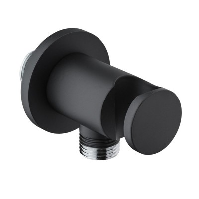 Demm przyłącze kątowe z uchytem okrągłe czarne
