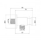 Demm przyłącze kątowe z uchytem okrągłe czarne