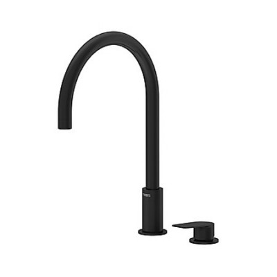 Tres Project Tres bateria umywalkowa nablatowa 2-otworowa wysoka czarny mat 21110501NM