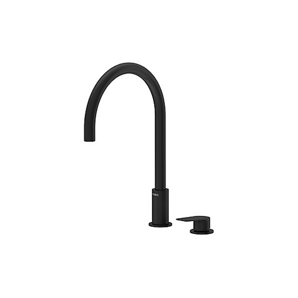 Tres Project Tres bateria umywalkowa nablatowa 2-otworowa wysoka czarna 21110501NM