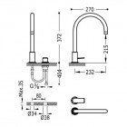Tres Project Tres bateria umywalkowa nablatowa 2-otworowa wysoka czarna 21110501NM