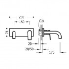 Tres Project Tres bateria umywalkowa podtynkowa wylewka 170 mm czarna 21120001NM