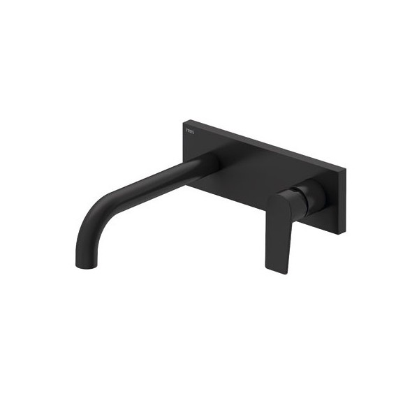 Tres Project Tres bateria umywalkowa podtynkowa wylewka 224 mm czarny mat 21120002NM