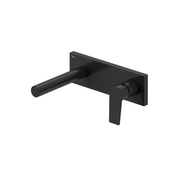 Tres Project Tres bateria umywalkowa podtynkowa wylewka 163 mm czarna 21120201NM