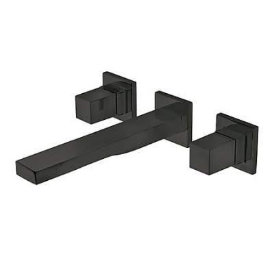 Tres Cuadro Exclusive bateria umywalkowa podtynkowa wylewka 180 mm czarna 00815301NM