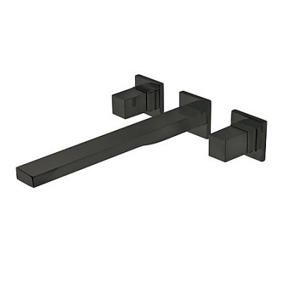 Tres Cuadro Exclusive bateria umywalkowa podtynkowa wylewka 240 mm czarna 00815401NM