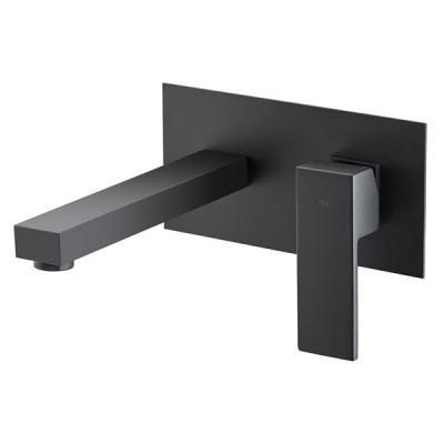 M&Z Cinque bateria umywalkowa ścienna 2-otworowa wylewka 17,5 cm czarna