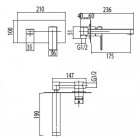M&Z Cinque bateria umywalkowa ścienna 2-otworowa wylewka 17,5 cm czarna