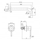M&Z MZ-Expo bateria umywalkowa podtynkowa 2-otworowa wylewka 200 mm czarna