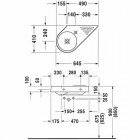 Duravit Architec umywalka 645x410 mm bez przelewu komora z lewej strony