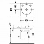 Duravit Architec umywalka nablatowa 450x450 mm otwór na baterię z prawej strony