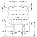 Duravit DuraStyle umywalka meblowa podwójna 130x48 cm 1 otwór na baterię