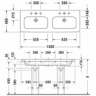Duravit DuraStyle umywalka meblowa podwójna 130x48 cm 3 otwory na baterię