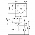 Duravit Architec umywalka 575x520 mm z przelewem otwór na baterię z lewej strony