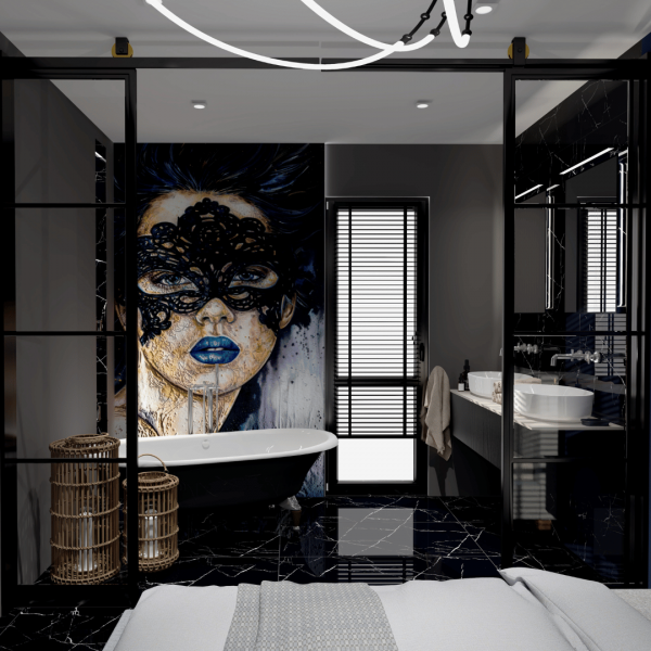 Połączenie Glamour i Nowoczesności: Wnętrze Wypełnione Elegancją