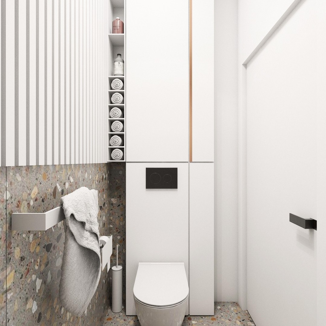 Toaleta dla gości z płytkami lastryko!