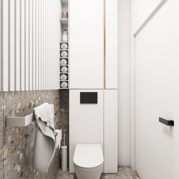 Toaleta dla gości z płytkami lastryko!