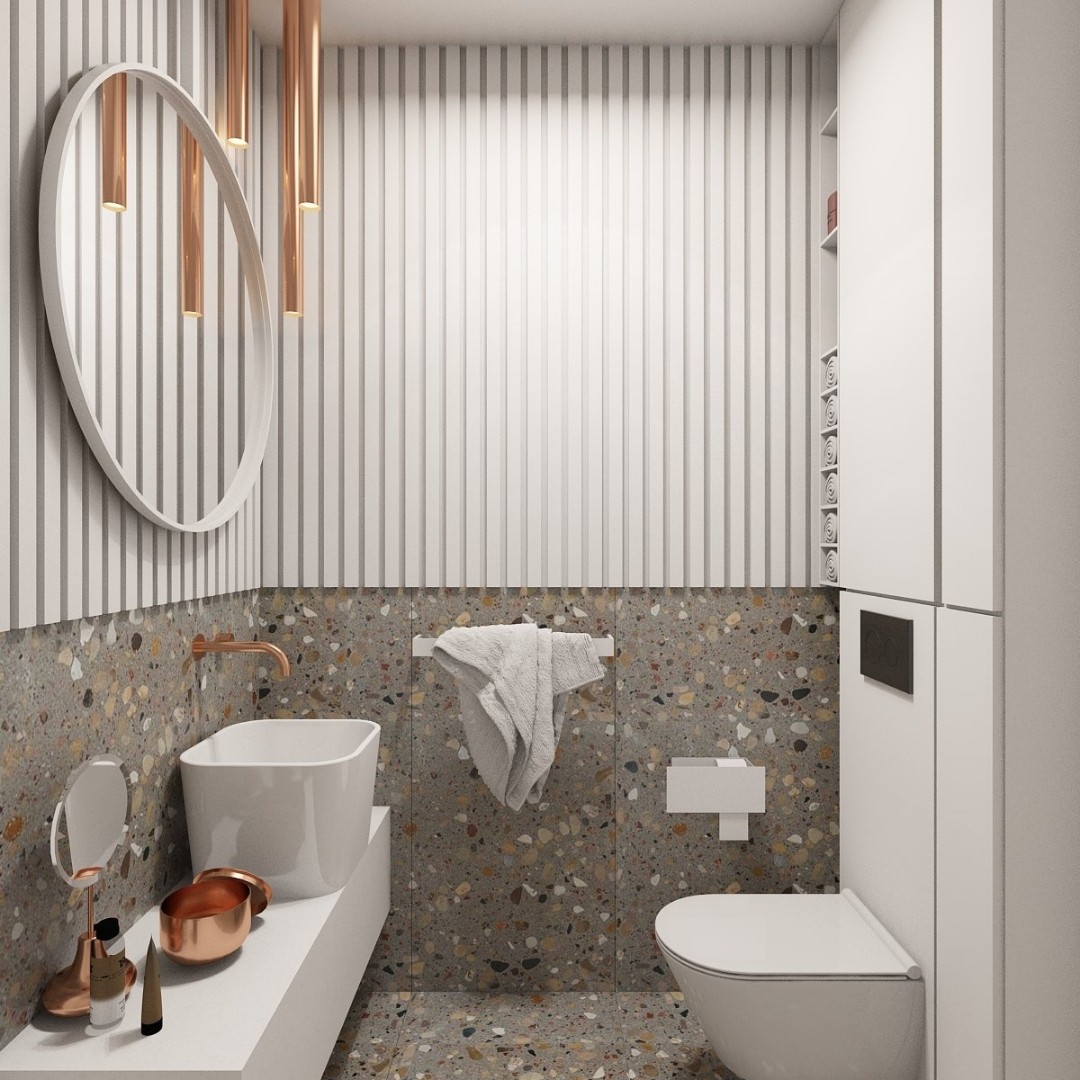 Toaleta dla gości z płytkami lastryko!