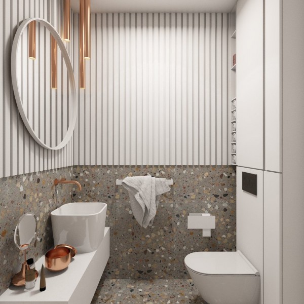 Toaleta dla gości z płytkami lastryko!