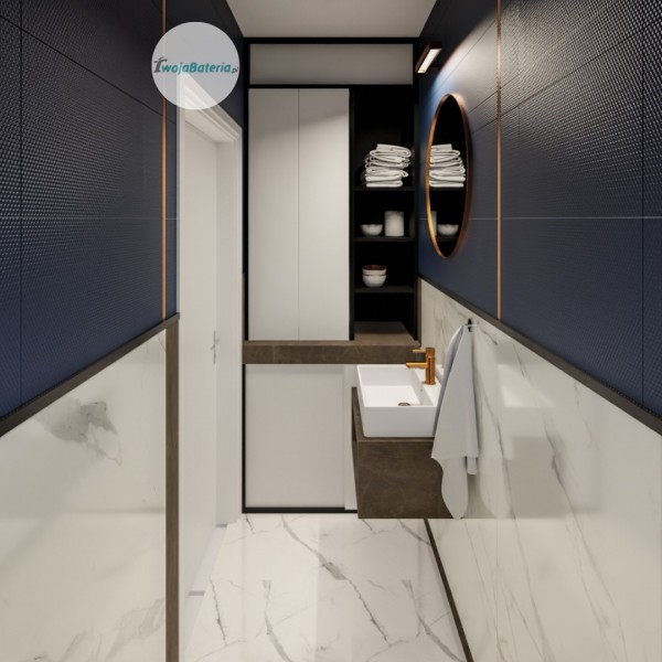 Elegancka toaleta z płytkami marmuropodobnymi!