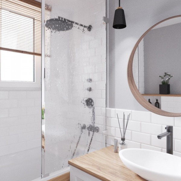 Projekt małej łazienki z wanną z parawanem!