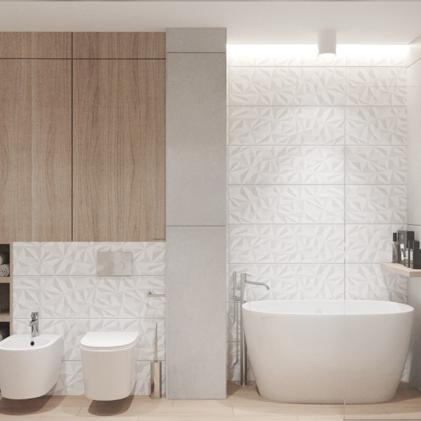 Biała łazienka z wanną wolnostojącą i prysznicem!