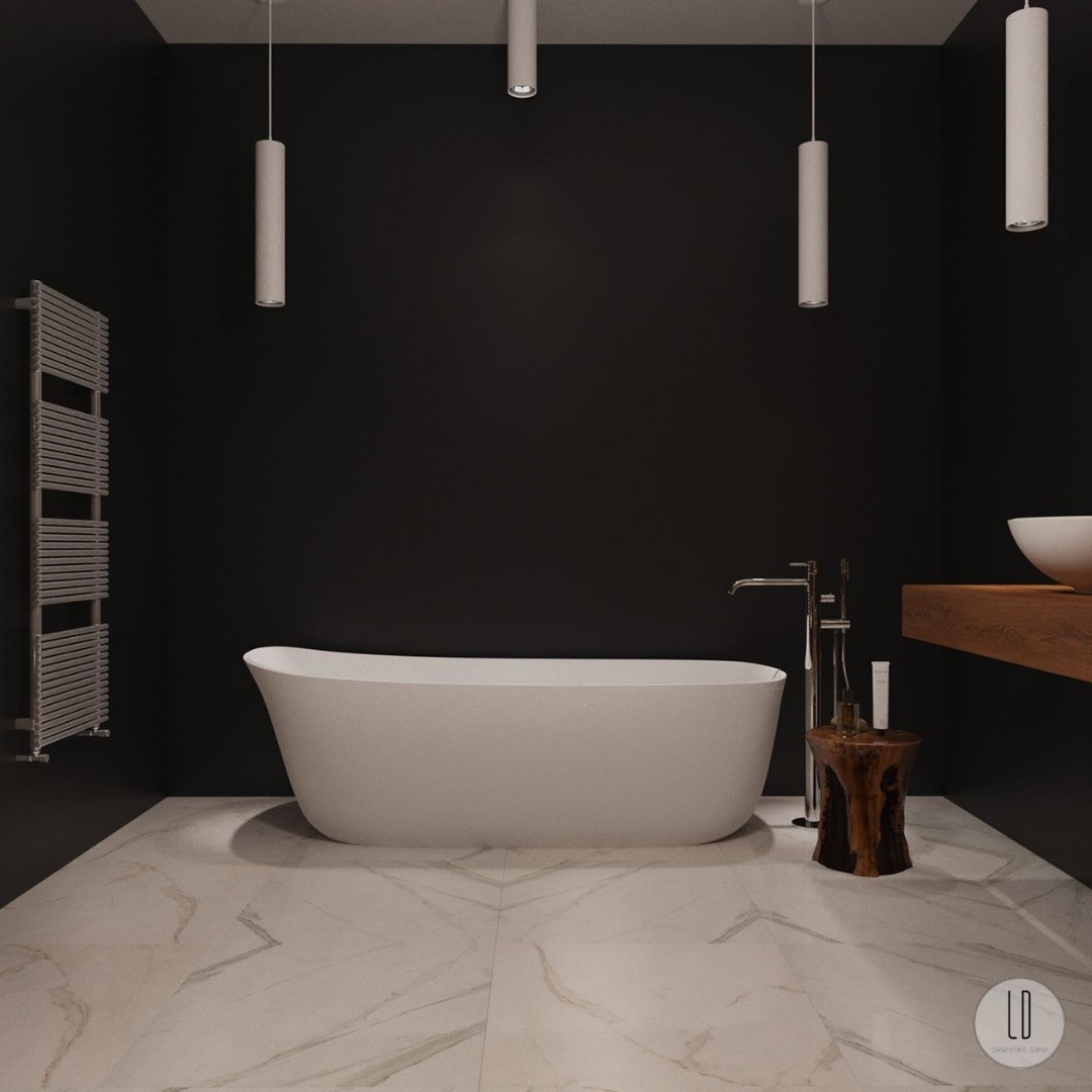 Czarna łazienka z wanną wolnostojącą!
