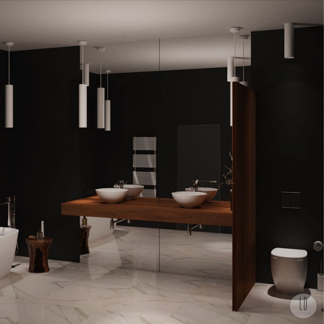 Czarna łazienka z wanną wolnostojącą!