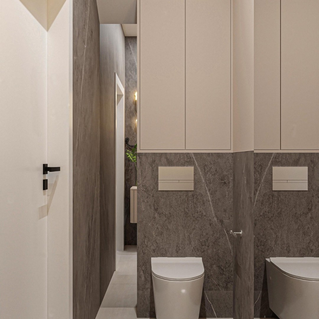 Toaleta dla gości w odcieniach szarości!